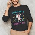 Dabbing Kindergarten Unicorn Graduation Class 2021 Nailed It Unisex Long Sleeve T-Shirt