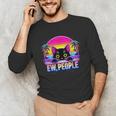 Ew Cat Misanthrope Introvert Synthwave 80s Unisex Long Sleeve T-Shirt Ew Cat Misanthrope Introvert Synthwave 80s Unisex Long Sleeve T-Shirt