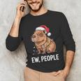 Ew People Capybara Christmas Lights Introvert Humor Unisex Long Sleeve T-Shirt Ew People Capybara Christmas Lights Introvert Humor Unisex Long Sleeve T-Shirt