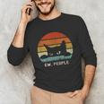 Ew People Retro Cat Cat Lover Introvert Unisex Long Sleeve T-Shirt