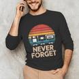 Floppy VHS Cassette Never Forget Retro 80s 90s Nostalgia Unisex Long Sleeve T-Shirt