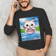 Frutiger Aero Aesthetic Tech Kawaii Ramen Cat Fishes Unisex Long Sleeve T-Shirt