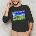 Frutiger Aero Dolphin Meadow Aesthetic Y2k 2000s Ironic Unisex Long Sleeve T-Shirt