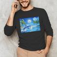 Frutiger Aero Dolphin Sunset Ocean With Palm Trees Y2k Unisex Long Sleeve T-Shirt Frutiger Aero Dolphin Sunset Ocean With Palm Trees Y2k Unisex Long Sleeve T-Shirt