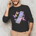 Frutiger Aero Y2K Chrome Phone Butterfly Unisex Long Sleeve T-Shirt Frutiger Aero Y2K Chrome Phone Butterfly Unisex Long Sleeve T-Shirt