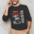 Fun Trendy UFO Sloth Graduation Class Of 2024 Senior Unisex Long Sleeve T-Shirt