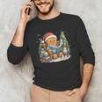 Gingerbread Reading Book Lovers Christmas Bookworm Librarian Unisex Long Sleeve T-Shirt