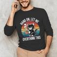 Hang On Let Me Overthink Cat Coffee Retro Introvert Unisex Long Sleeve T-Shirt