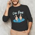 I'm Fine Drowning Thumbs Up Introvert Meme Humor Unisex Long Sleeve T-Shirt