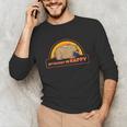 Introvert Me Happy Retro Sunset Capybara Tee Unisex Long Sleeve T-Shirt