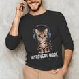 Introvert Mode Cat With Headphones Kitten Lover Unisex Long Sleeve T-Shirt
