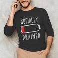 Introvert Socially Drained Battery Unisex Long Sleeve T-Shirt