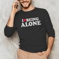 I Love Being Alone Introvert & Anxious Girl Red Heart Unisex Long Sleeve T-Shirt