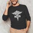 MSN Letters On Caduceus Medical Emblem MSN Nurse Graduation Unisex Long Sleeve T-Shirt
