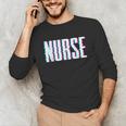 Nurse Glitch Aesthetic Graduation Nurse Glitch Graphic Art Unisex Long Sleeve T-Shirt