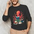 Octopus Reading Books Tea Coffee Unisex Long Sleeve T-Shirt