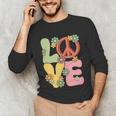 Peace Sign Love Groovy Vibes Costume Nostalgia 1980s Fashion Unisex Long Sleeve T-Shirt