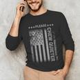 Please Chew Quieter Introvert USA Flag Vintage Unisex Long Sleeve T-Shirt