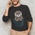 Pocket Otter Lover Introvert Cute Animal Fun Surprise Unisex Long Sleeve T-Shirt Pocket Otter Lover Introvert Cute Animal Fun Surprise Unisex Long Sleeve T-Shirt