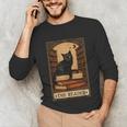 The Reader Cat Book Reading Halloween Tarot Card Unisex Long Sleeve T-Shirt