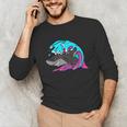 Retro 80s Shark Whale Diving Nostalgia Shark Party Unisex Long Sleeve T-Shirt