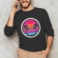 Retro 80s Synthwave Sunset & Palm Trees Retro Nostalgia 80s Unisex Long Sleeve T-Shirt