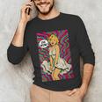 Retro Pop Art Vintage Style Blonde Psychedelic 50s Nostalgia Unisex Long Sleeve T-Shirt