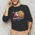 Santa Holding Cookie Xmas Baker Introvert Christmas Unisex Long Sleeve T-Shirt