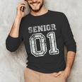Senior 01 Class Of 2001 Retro College High School Graduation Unisex Long Sleeve T-Shirt