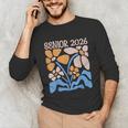 Senior 2026 Retro Groovy Flowers Graduation Unisex Long Sleeve T-Shirt