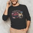 Senior Mom Class Of 2027 Cute Cat Graduation Pink Bows Girls Unisex Long Sleeve T-Shirt