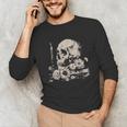 Skull Books Flowers Goth Reader Grunge Dark Alt Aesthetic Unisex Long Sleeve T-Shirt Skull Books Flowers Goth Reader Grunge Dark Alt Aesthetic Unisex Long Sleeve T-Shirt