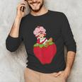 Strawberry Shortcake Sitting On Strawberry Retro Nostalgia Unisex Long Sleeve T-Shirt