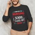I Survived Nursing School Class Of 2025 Nurse Graduation Unisex Long Sleeve T-Shirt