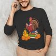 Turkey Reading Books Fall Thanksgiving Teacher Book Unisex Long Sleeve T-Shirt Turkey Reading Books Fall Thanksgiving Teacher Book Unisex Long Sleeve T-Shirt