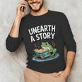 Unearth a Story Frog Reading a Book Summer 2026 Unisex Long Sleeve T-Shirt Unearth a Story Frog Reading a Book Summer 2026 Unisex Long Sleeve T-Shirt