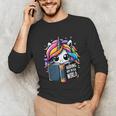 Unicorn Reading Book Reader Introvert Book Lover Humor Unisex Long Sleeve T-Shirt