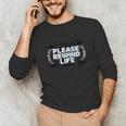 VHS Tape Rewind Glitch 90s Retro Nostalgia Please Rewind Unisex Long Sleeve T-Shirt
