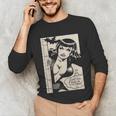 Vintage Vampire Bat Vampire Pin Up Girl Horror Comic Book Unisex Long Sleeve T-Shirt