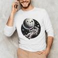 Astronaut Aesthetic Holding Moon Balloon Planets Introvert Unisex Long Sleeve T-Shirt