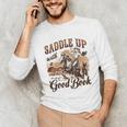 Bookish Retro Western Cowgirl Texas Book Lover Novel Reader Unisex Long Sleeve T-Shirt