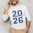 Class Of 2026 Graduation Varsity Navy Blue Letters Premium Tri-Blend Unisex Long Sleeve T-Shirt