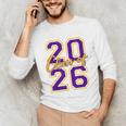 Class Of 2026 Graduation Varsity Purple And Yellow Letters Unisex Long Sleeve T-Shirt