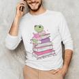Cute Book Lover Frog Pretty Girls Read Books Kawaii Reading Unisex Long Sleeve T-Shirt