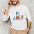 Cute Winter Cozy Snowman Reading Book Lovers Xmas Snowman Unisex Long Sleeve T-Shirt