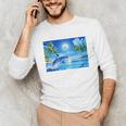 Frutiger Aero Dolphin Sunset Ocean With Palm Trees Y2k Premium Unisex Long Sleeve T-Shirt