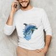 Frutiger Aero Splashy Dolphin Y2k Aesthetic Graphic Premium Unisex Long Sleeve T-Shirt