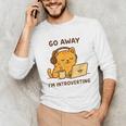 Go Away I'm Introverting Cozy Cat With Laptop And Coffee Unisex Long Sleeve T-Shirt Go Away I'm Introverting Cozy Cat With Laptop And Coffee Unisex Long Sleeve T-Shirt
