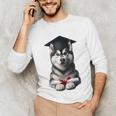 Siberian Husky Dog Graduation Cap Training School Graduate Men Women Kids Unisex Long Sleeve T-Shirt