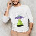I Wanna Go Home Introvert UFO UAP Flying Saucer Trippy Alien Raglan Baseball Tee Unisex Long Sleeve T-Shirt